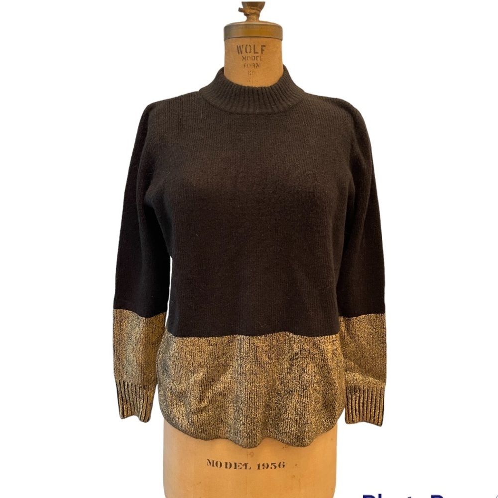 Rachel Zoe | Black and Gold Long Sleeve Sweater